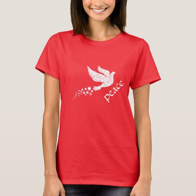 Weißer Friedenstauben-Schneeflocke-T - Shirt (Vorderseite)