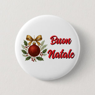 Weißer Frohe Weihnachten Knopf - Buon Natale Button