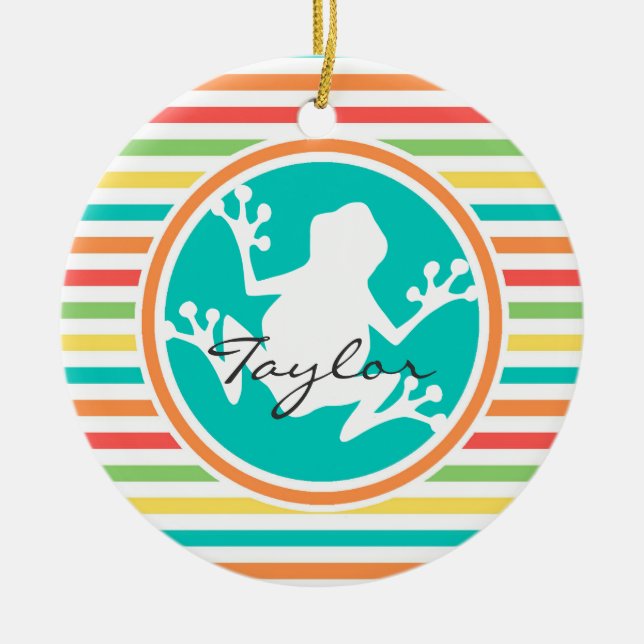 Weißer Frosch, Hellknollen Keramikornament (Vorne)