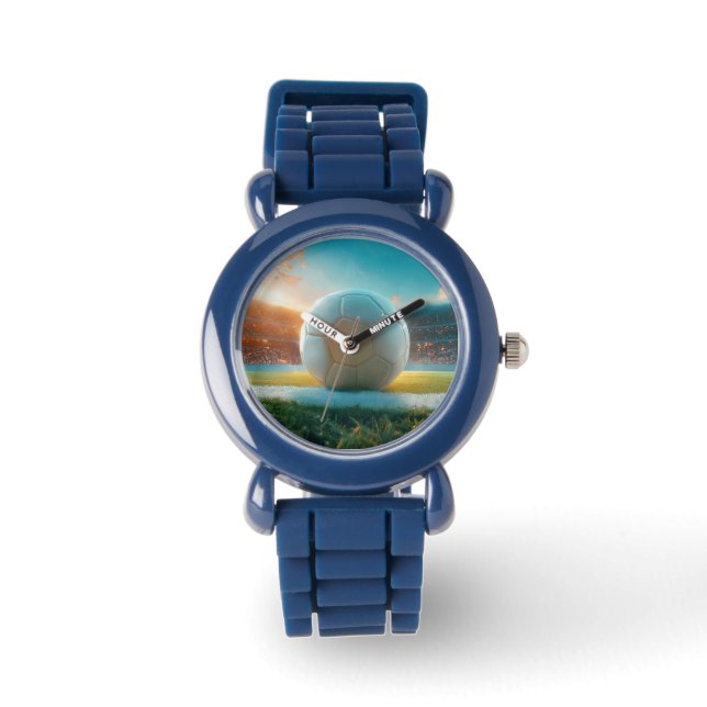 Weißer Fußball in der Arena Armbanduhr (Vorderseite)