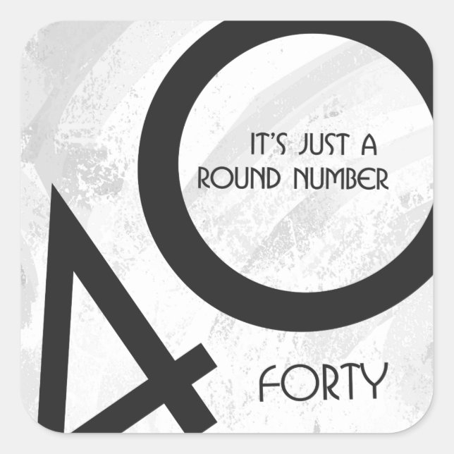 Weißer Geburtstag 40 Jahrzehnt Quadratischer Aufkleber (Vorderseite)