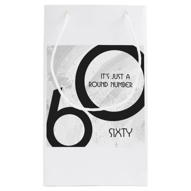 Weißer Geburtstag 60 Jahrzehnt Kleine Geschenktüte (Rückseite)