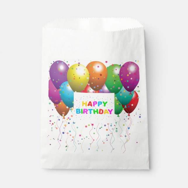 Weißer Gefältbeutel/Balloons und Confetti Geschenktütchen (Vorderseite)