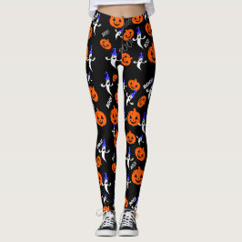 Weißer Geist auf einem Hut mit orangefarbenem Kürb Leggings