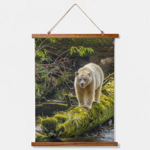 Weißer Geistbär   British Columbia, Kanada Wandteppich Mit Holzrahmen