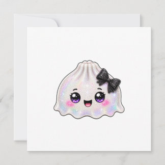 Weißer Geister-Dumpling-Squishy Halloween Schwarz Einladung