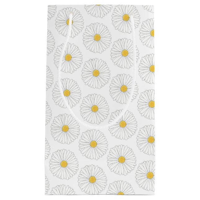 Weißer Gelber Daisy Blossom Blumengarten Frühjahr Kleine Geschenktüte (Vorderseite)