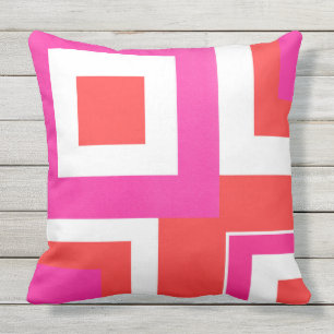 Weißer geometrischer Block in Rosa Kissen Für Draußen