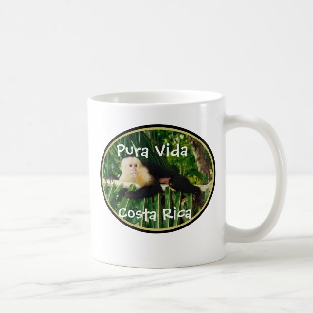 Weißer Gesichts-Affe, Pura Vida, Costa Rica Kaffeetasse (Rechts)