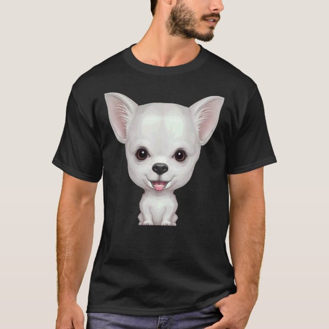Weißer, glatter Coat Chihuahua T-Shirt (Vorderseite)