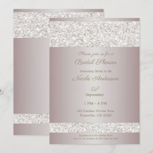 Weißer Glitter-Schimmer-Rosé-Junggesellinnen-Absch Einladung