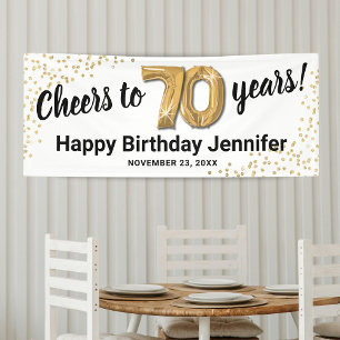 Weißer Glitzer 70. Geburtstag Banner