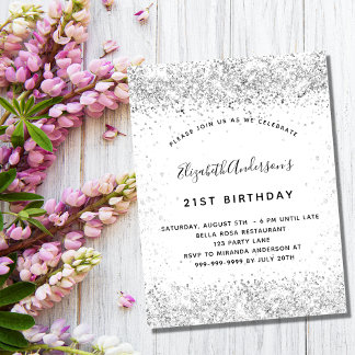 Weißer Glitzer glamouröser Luxus Geburtstag Einladung