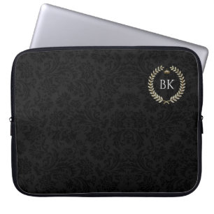 Weißer Glitzer Laure-Kranz-Monogramm Laptopschutzhülle