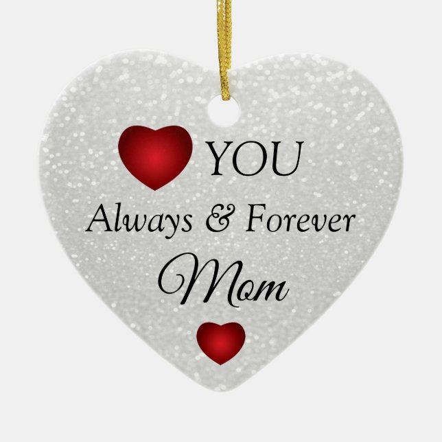 Weißer Glitzer und Gold für Mama Keramik Ornament (Vorne)