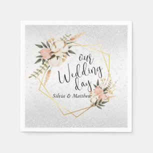 Weißer Glitzer und Pfirsichfarben Serviette