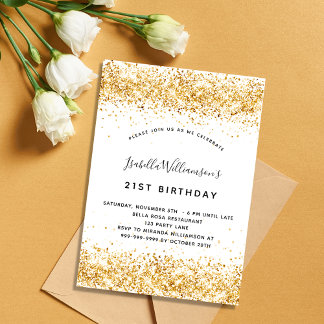 Weißer Glitzer zum Geburtstag Einladung