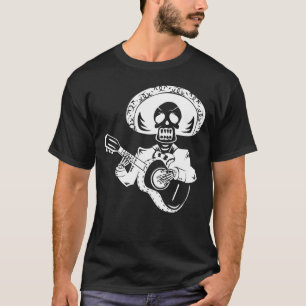 weißer glücklicher cinco de mayo mariachi-skelett T-Shirt