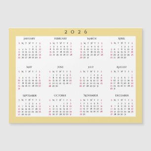 Weißer Gold 2026 Jahreskalender Magnet