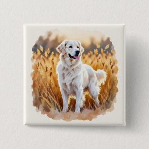 Weißer Golden Retriever Hund Button