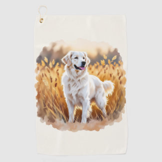 Weißer Golden Retriever Hund Golfhandtuch