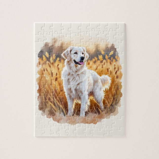 Weißer Golden Retriever Hund Puzzle (Vertikal)
