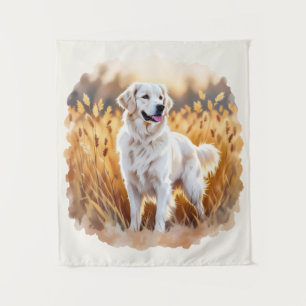 Weißer Golden Retriever Hund Wandteppich