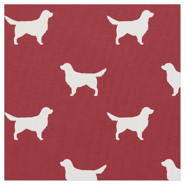 Weißer Golden Retriever Silhouette Pattern Rot Stoff (Nahaufnahme)