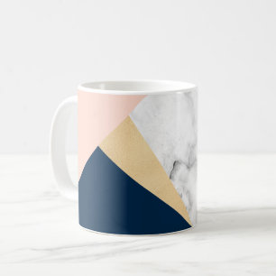 Weißer, goldfarbener, pfirsichblauer Marmorblock Tasse