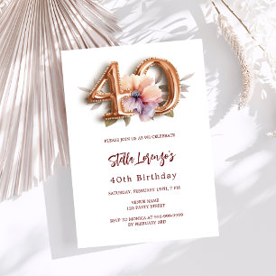 Weißer Goldpfirsichblüte 40. Geburtstag Einladung