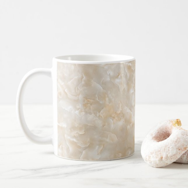 Weißer Granit Kaffeetasse (Mit Donut)