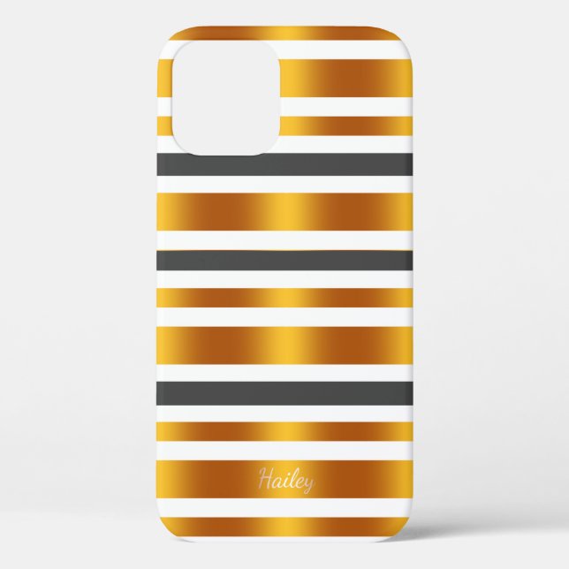 Weißer grauer Goldeffekt gestreift Case-Mate iPhone Hülle (Rückseite)