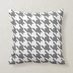 Weißer Gray Pied De Poule Houndstooth Kissen