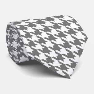 Weißer Gray Pied de Poule Houndstooth Krawatte