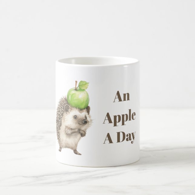Weißer Grüner Apfel Ein Tag Igel Kaffeetasse (Mittel)