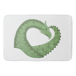 Weißer Grüner Herzdrache Badematte