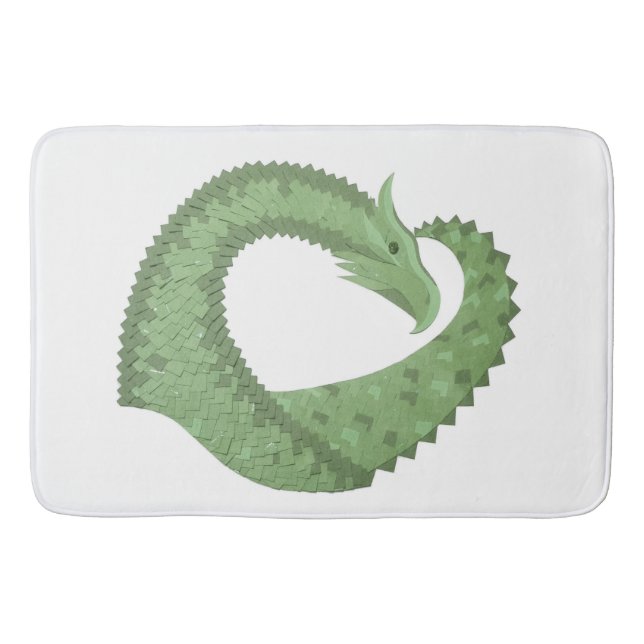 Weißer Grüner Herzdrache Badematte (Vorderseite)