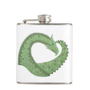 Weißer Grüner Herzdrache Flachmann