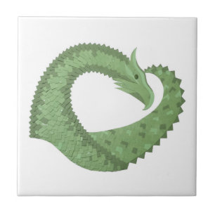 Weißer Grüner Herzdrache Fliese