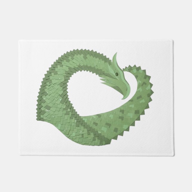 Weißer Grüner Herzdrache Fußmatte (Vorderseite)