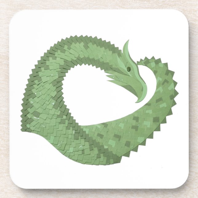 Weißer Grüner Herzdrache Getränkeuntersetzer (Vorderseite)