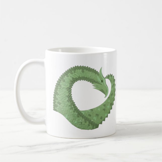 Weißer Grüner Herzdrache Kaffeetasse (Links)