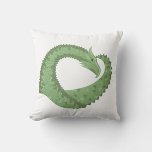 Weißer Grüner Herzdrache Kissen