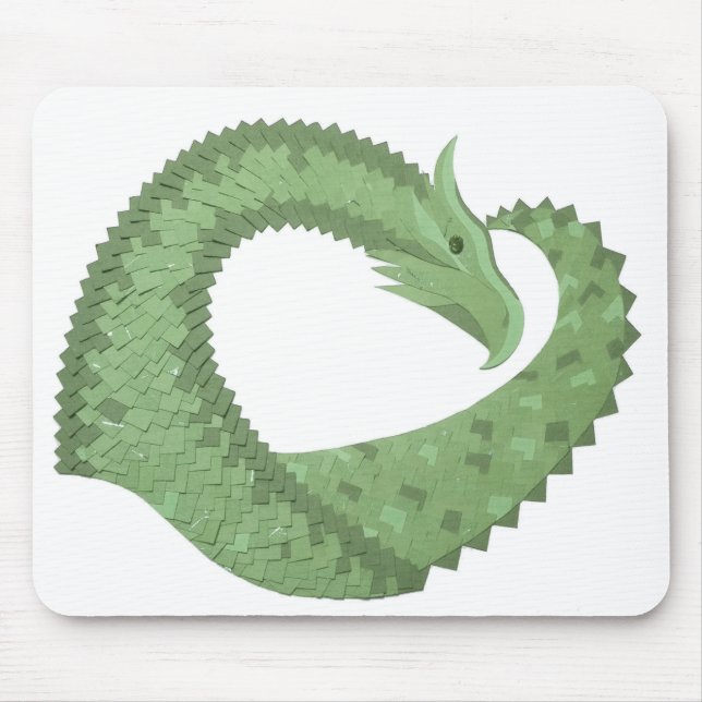 Weißer Grüner Herzdrache Mousepad (Vorne)