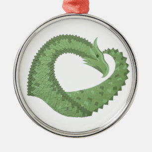 Weißer Grüner Herzdrache Ornament Aus Metall