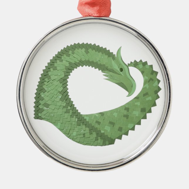 Weißer Grüner Herzdrache Ornament Aus Metall (Vorne)
