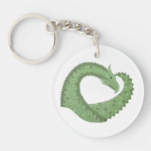 Weißer Grüner Herzdrache Schlüsselanhänger