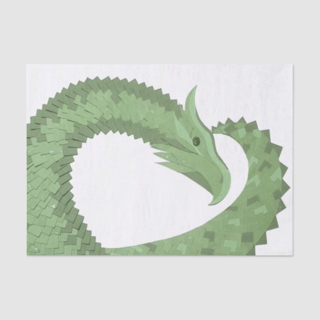 Weißer Grüner Herzdrache Seidenpapier (Vorderseite)