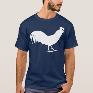 Weißer Hahn-Vogel-Druck T-Shirt