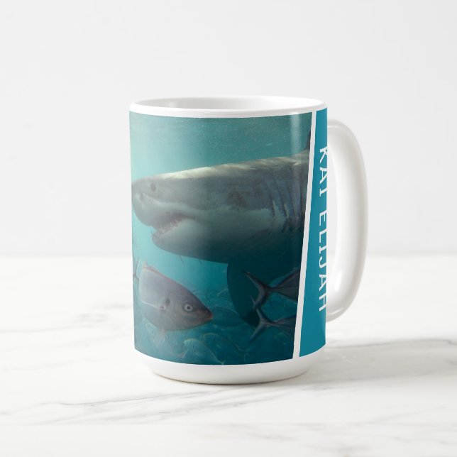 Weißer Hai Fisch Unterwassersee Grosser Kaffeetasse (VorderseiteRechts)